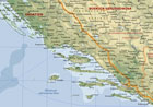 Kartenausschnitt von Dalmatien